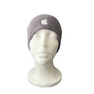 Apple Computer Beanie LOGO Hat Knit Solid‎ Gray Macintosh Mac Employee Winter